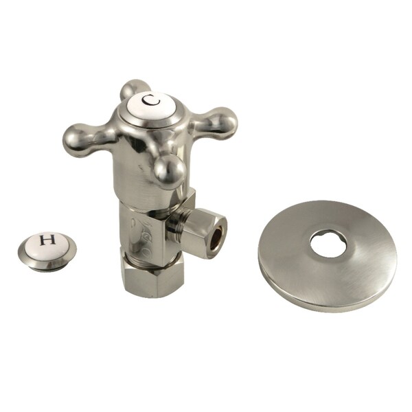 Kingston Brass 5/8"O.D x 3/8" O.D Anti-Seize Deluxe Quarter Turn Ceramic Hardisc Cartridge Angle Stop, Brushed Nckl CD53308BXK - main